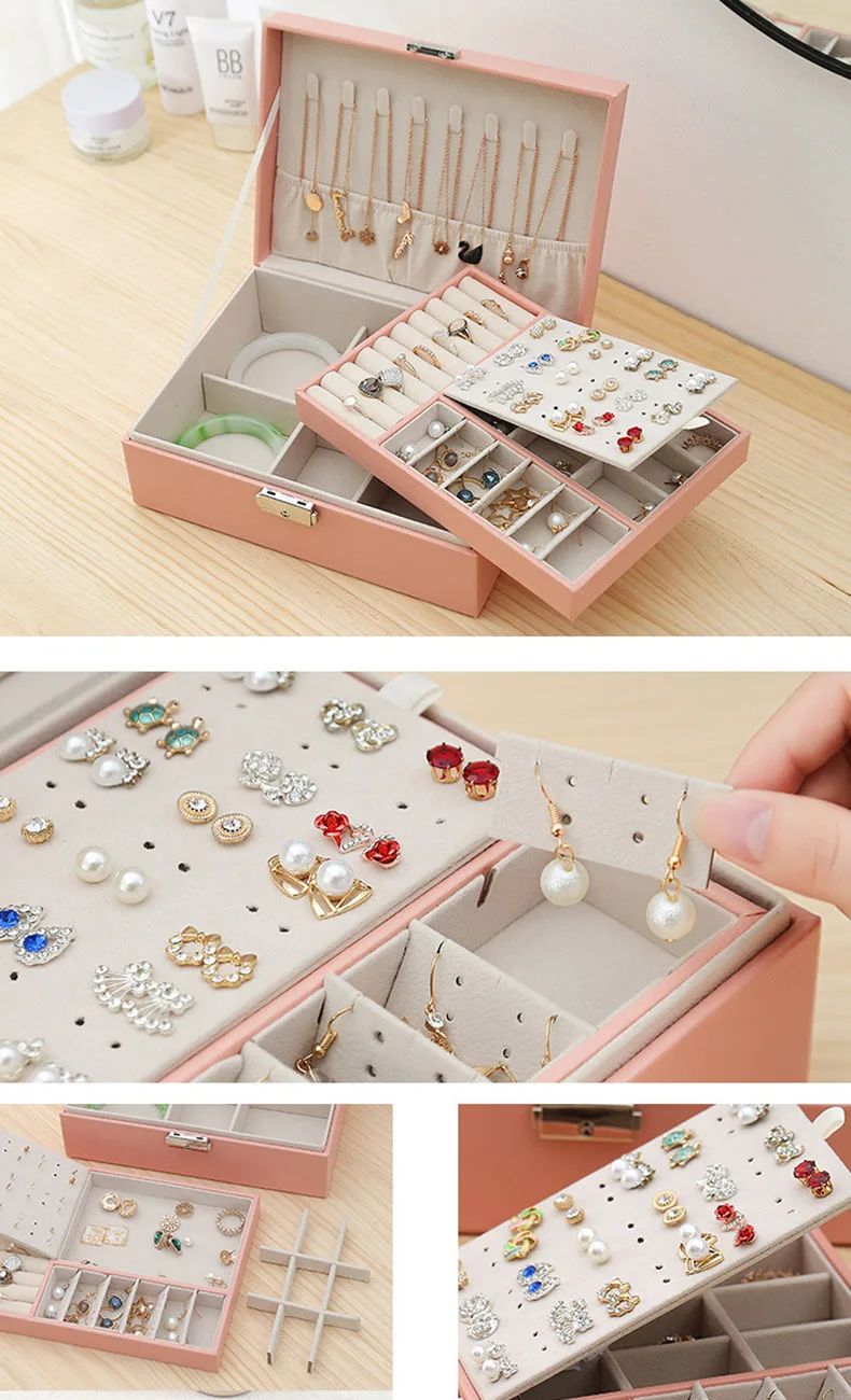 Double Layer Wooden Jewelry Box