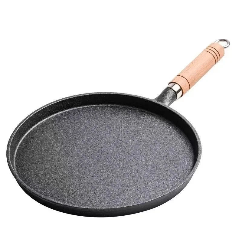 Uncoated Cast Iron Frying Pan Non-stick Pancake Pan Crepe Maker for Gas Induction Cooker Kitchen Cookware