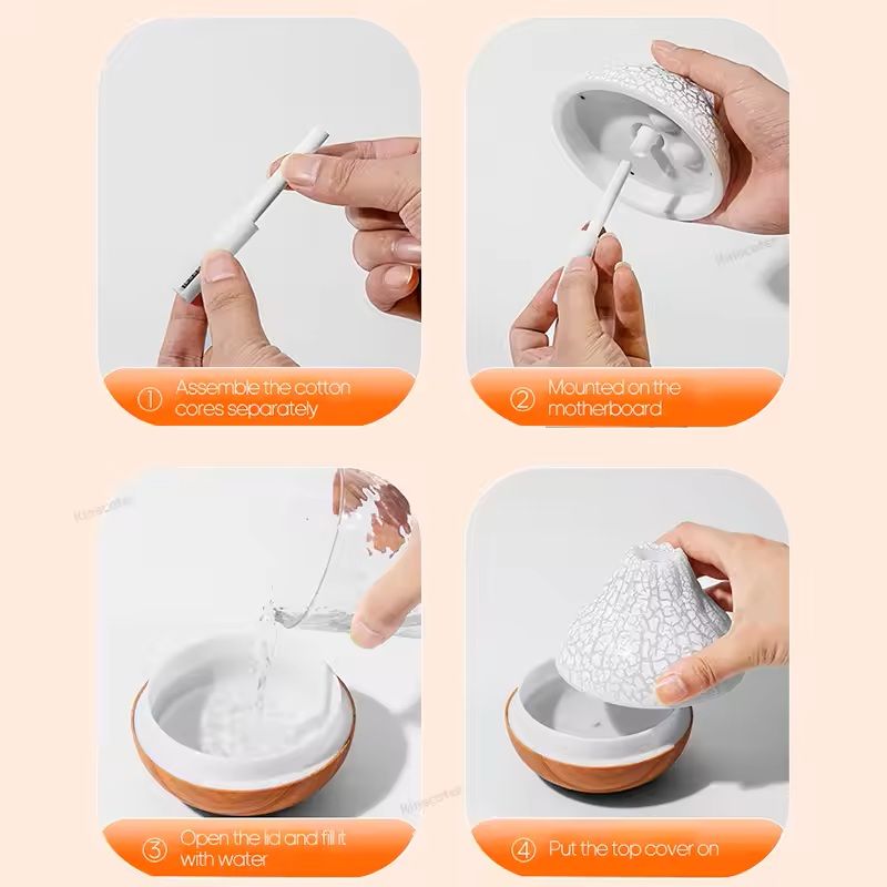 300ml Volcano Air Humidifier USB Mist Diffuser with LED Light for Home and Office