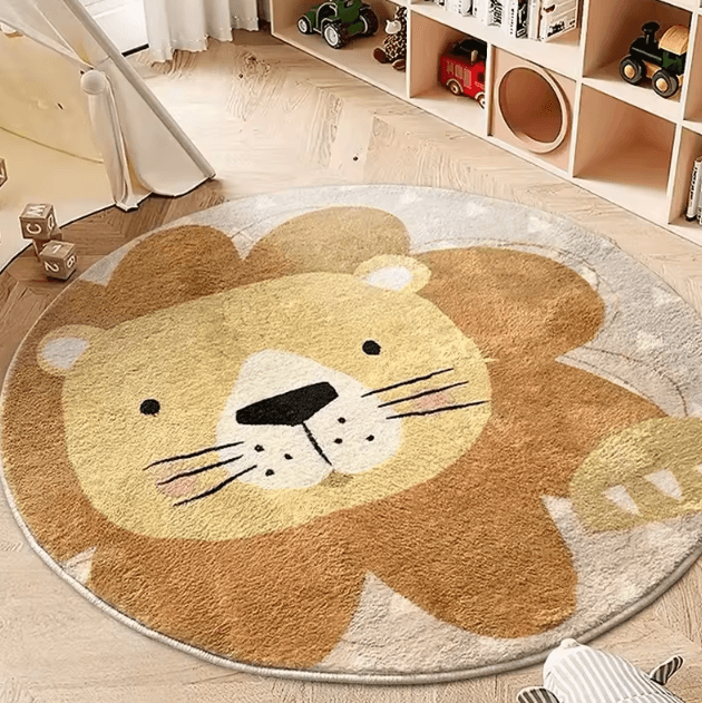 Cute Cartoon Lion Plush Rug – Soft kids lion rug for Playroom, Bedroom & Cozy Spaces