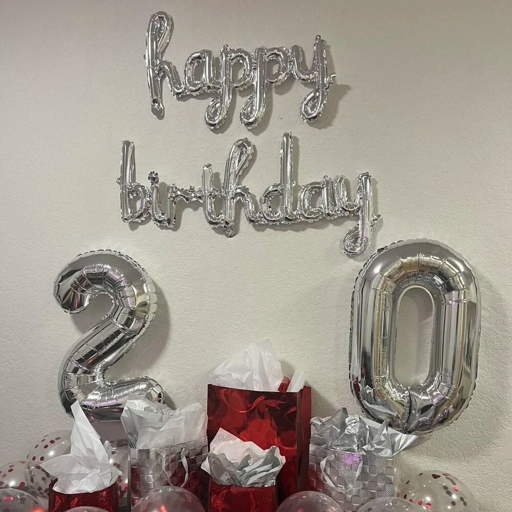2-Piece Pink & Purple Happy Birthday Foil Balloon Set
