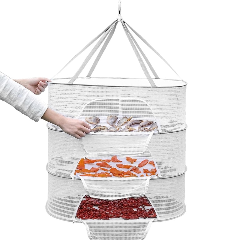 Portable Mesh Clothes Hanging Dryer, Folded Herb Rack for Buds, Fruits, Hydroponics, Flowers, Vegetables, Fish, Clothes
