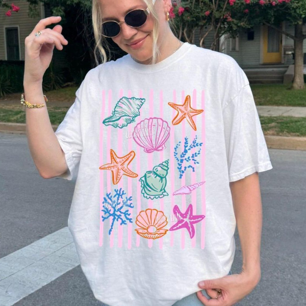 Beach Shell Shirt Coastal Summer Graphic Tee Ocean Lover Vacation Outfit