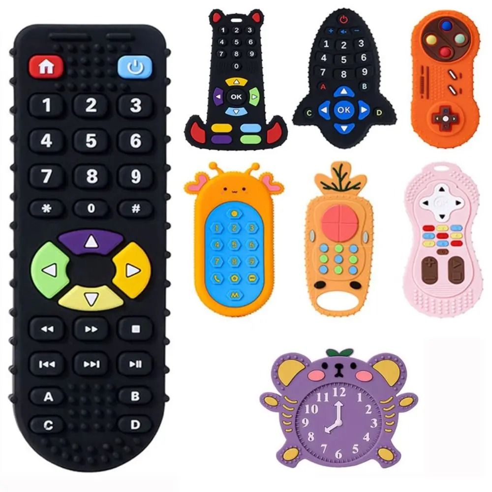 Remote Control Silicone Baby Teether – Sensory Relief & Educational Molar Toy