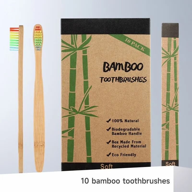 Natural Bamboo Eco-Friendly Toothbrush | 10-Piece Sustainable Family Pack