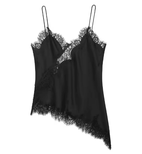 HXAO Y2K Lace Camisole Asymmetrical Satin Backless Slip Top