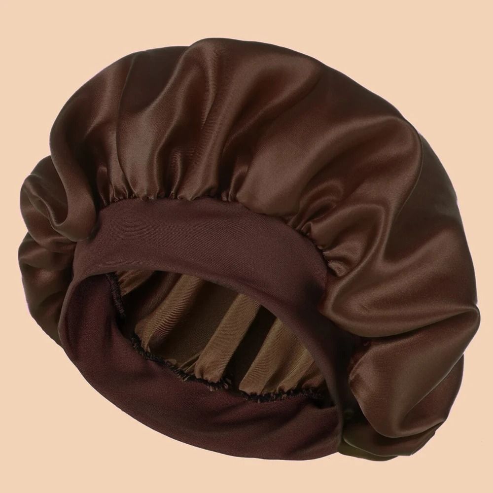 Women Satin Shower Cap Wide Brim Bonnet