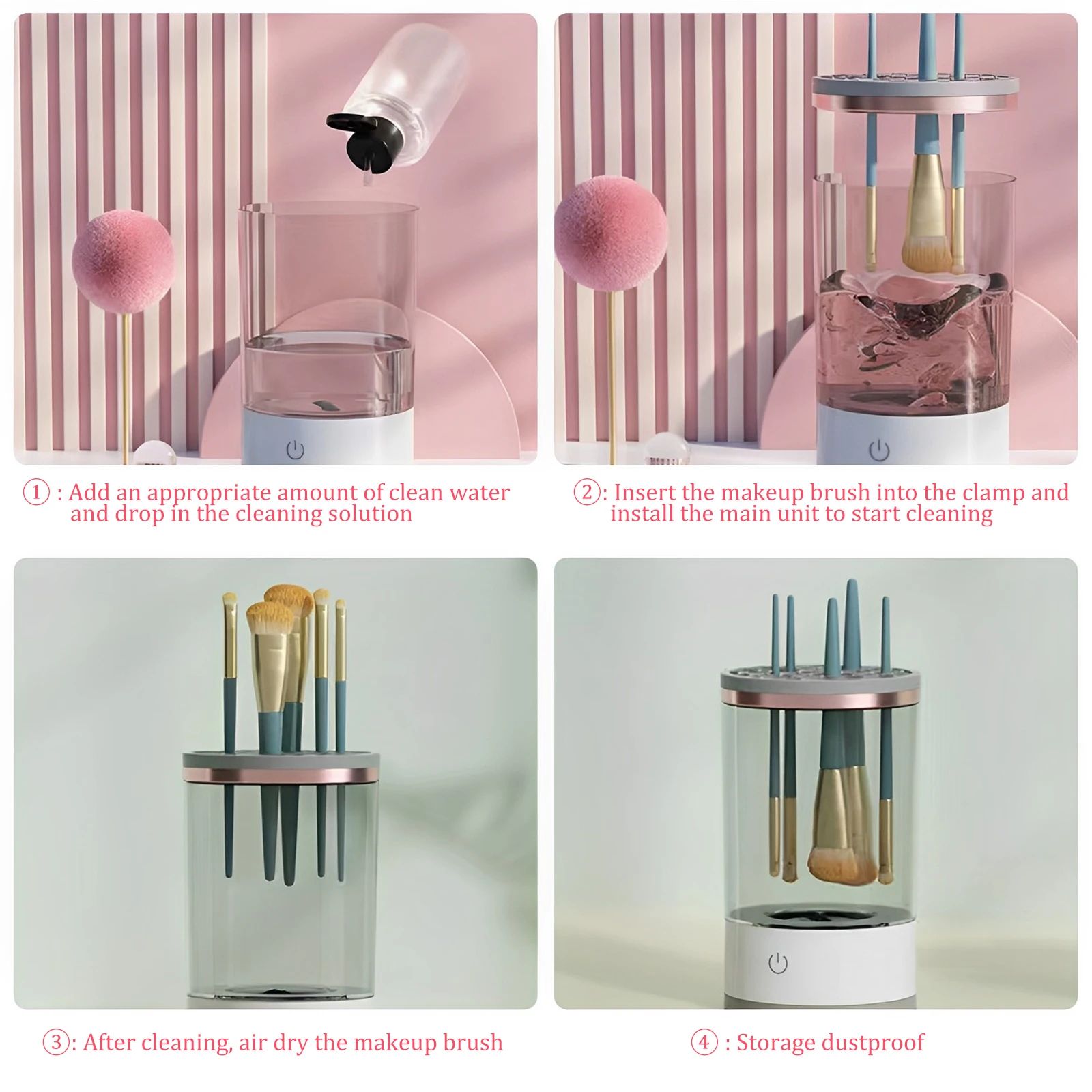 Electric Makeup Brush Cleaner 3 in 1 Automatic USB Cleaner Machine