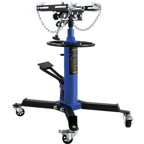 1100 lbs Hydraulic Telescoping Transmission Jack, 2-Stage Floor Jack Stand with Foot Pedal & 360° Swivel Wheels