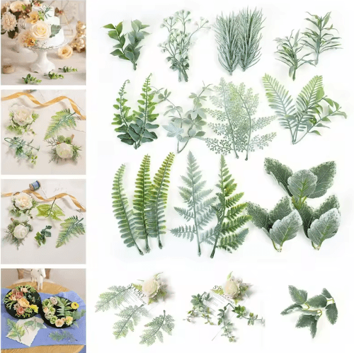 10PCS Artificial Green Leaves DIY Decorative Foliage for Weddings, Crafts & Home Decor