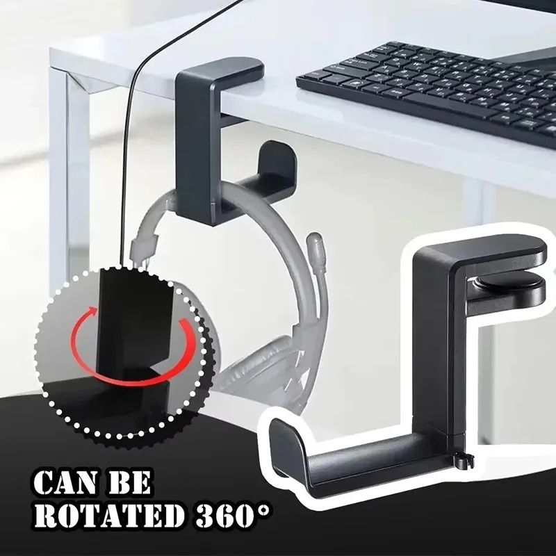 Under Desk 360 Degree Rotating Headphone Hanger