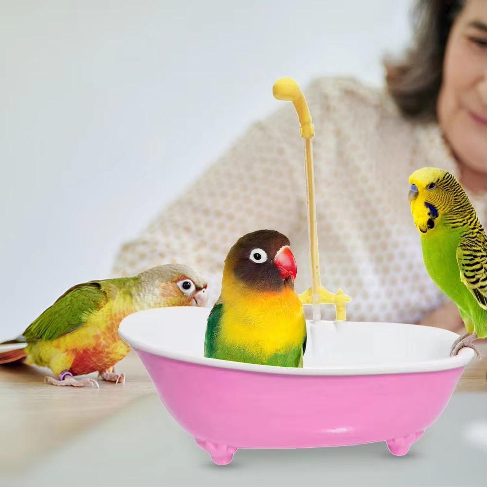 Automatic Bird Bath for Parrots – Intelligent Self-Shower Cage Accessory with Water Circulation System (Blue)