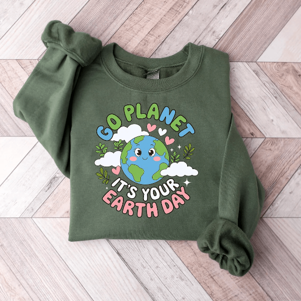 Go Planet Earth Day Sweatshirt Cute Earth Day Sweatshirt Funny Teacher Eco Crewneck