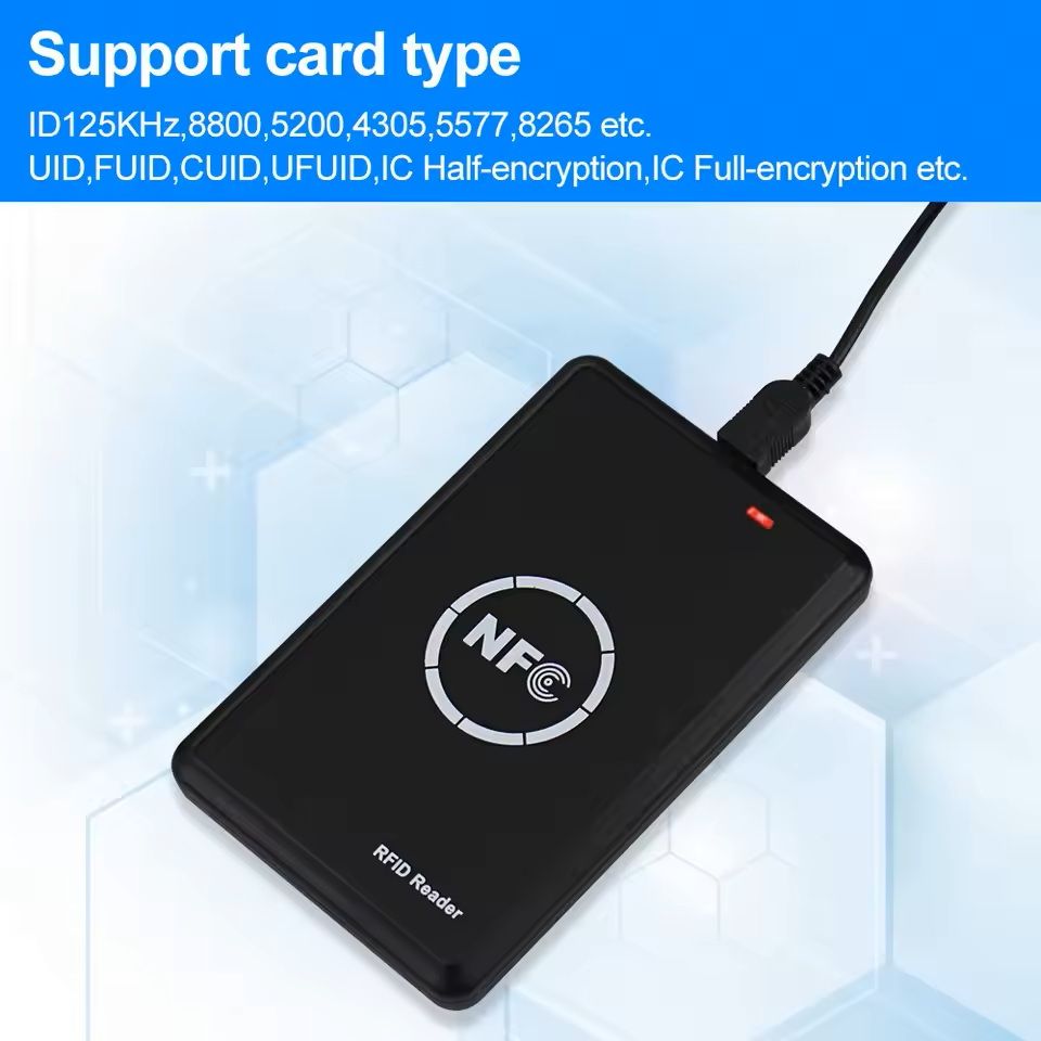 NFC RFID Smart Card Reader and Writer USB Copier for Access Control Key Fob and Tag Duplication