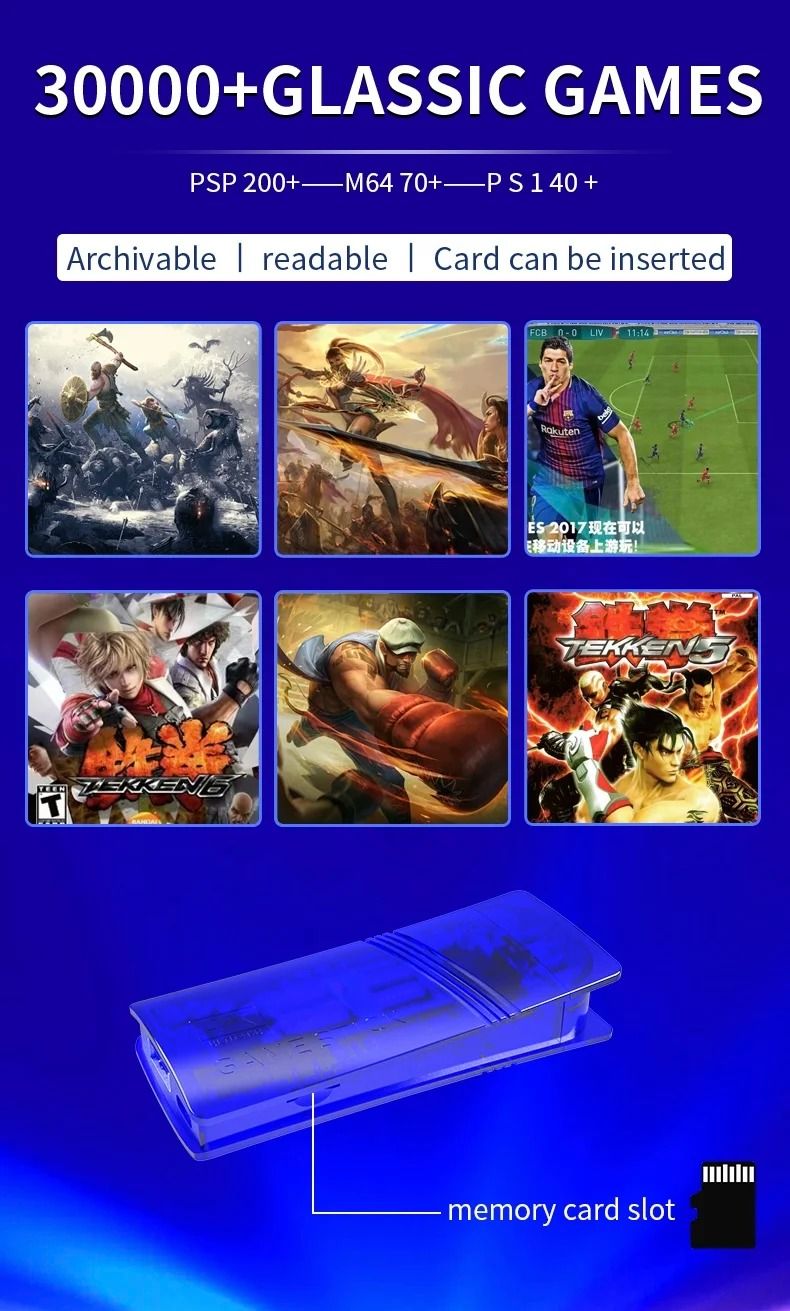 4K TV Game Stick Console with 30000 Built In Games and Wireless Controllers