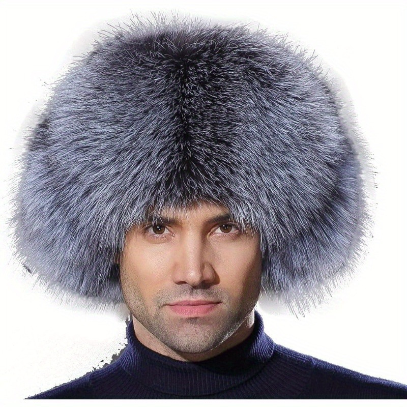 Warm Hat, Faux Fur Men's Bomber Cap, Thickened Winter Hat