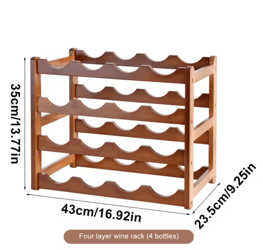 Bamboo Multi Tier Wine Rack Vintage Solid Wood Tabletop Display for Home and Bar