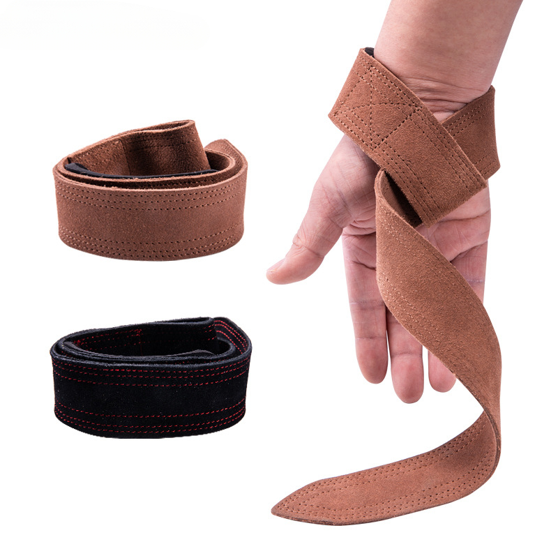Leather Weight Lifting Wrist Straps, Non-Slip Grip Gym Training