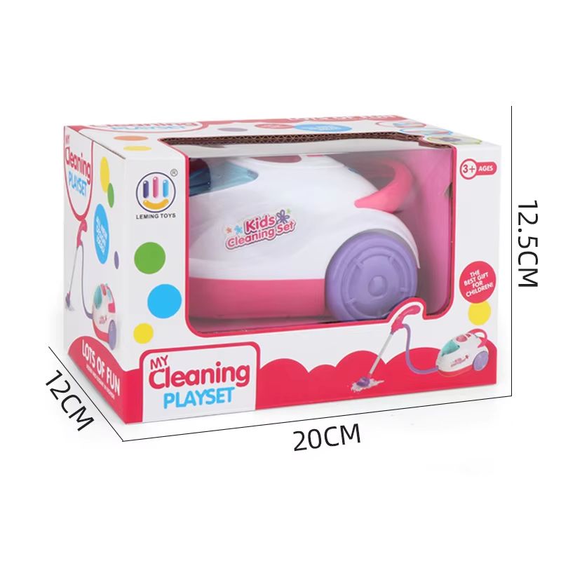 Kids' Electric Pretend Vacuum Cleaner Toy With Lights And Broom Set