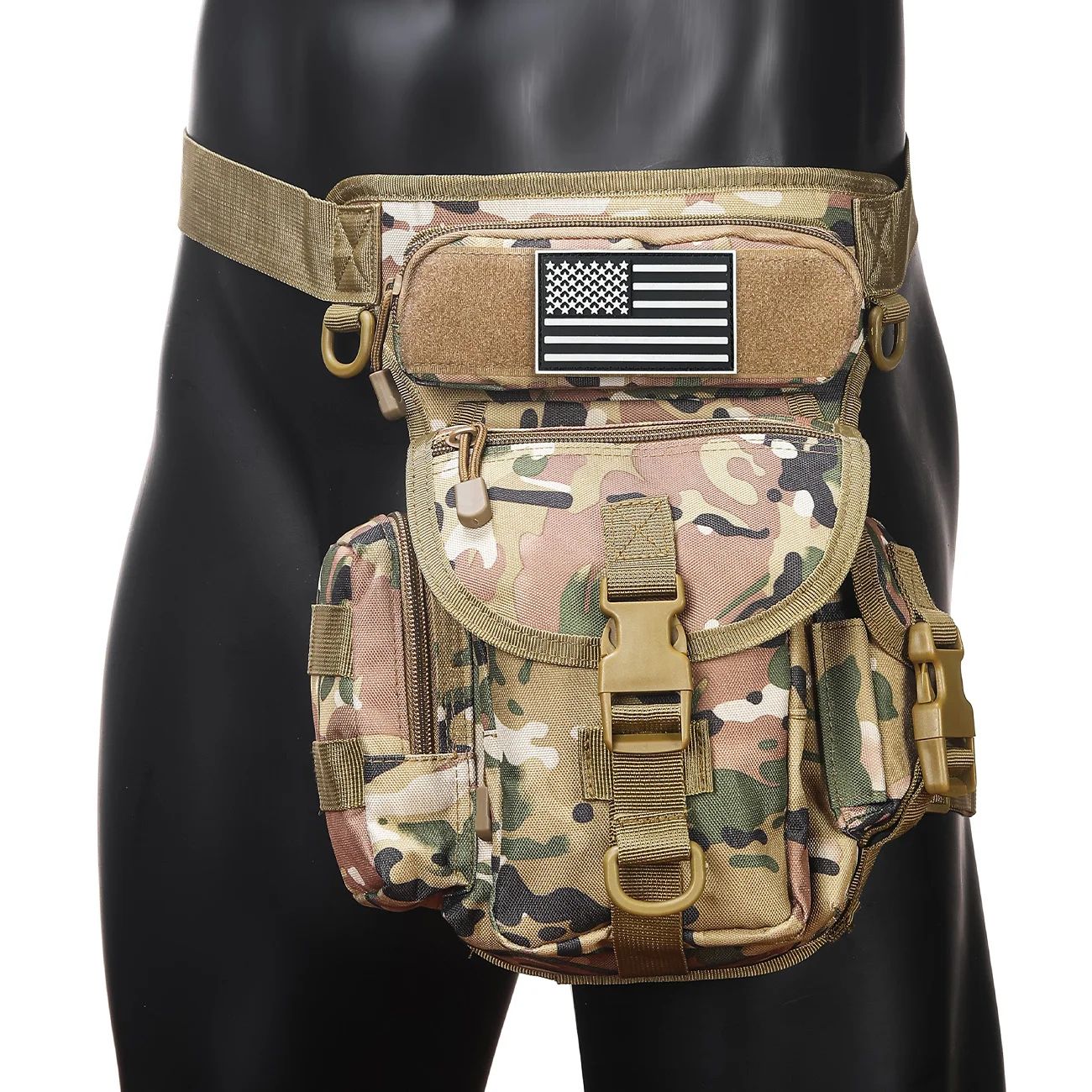 Oxford Cloth Camouflage Tactical Crossbody Leg Bag – Waterproof Single-Shoulder Photography & Sports Sling Backpack