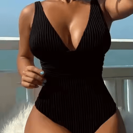 Womens Contrast Mesh One Piece Swimsuit – V-Neck Backless Tummy Control High Cut Swimwear