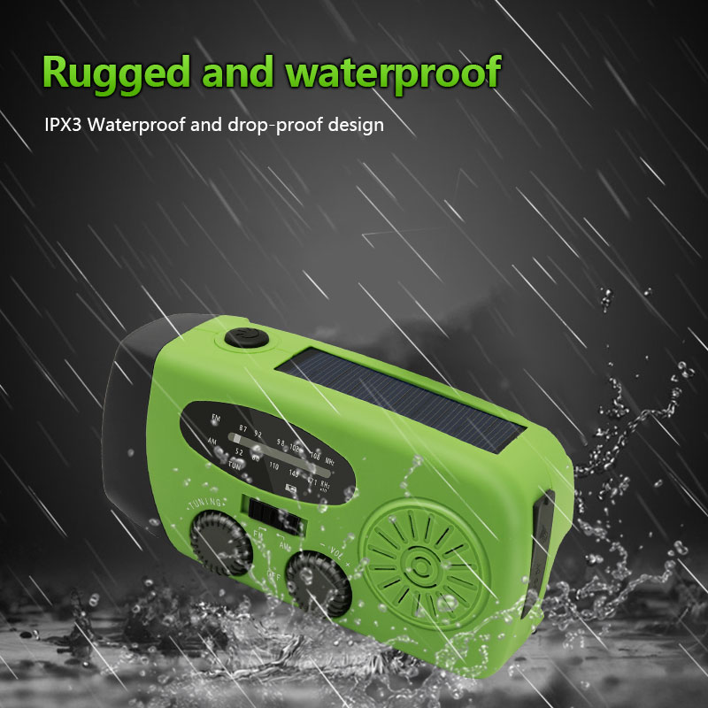 Solar Hand Crank Emergency Radio with NOAA Weather Alert USB Charger Flashlight