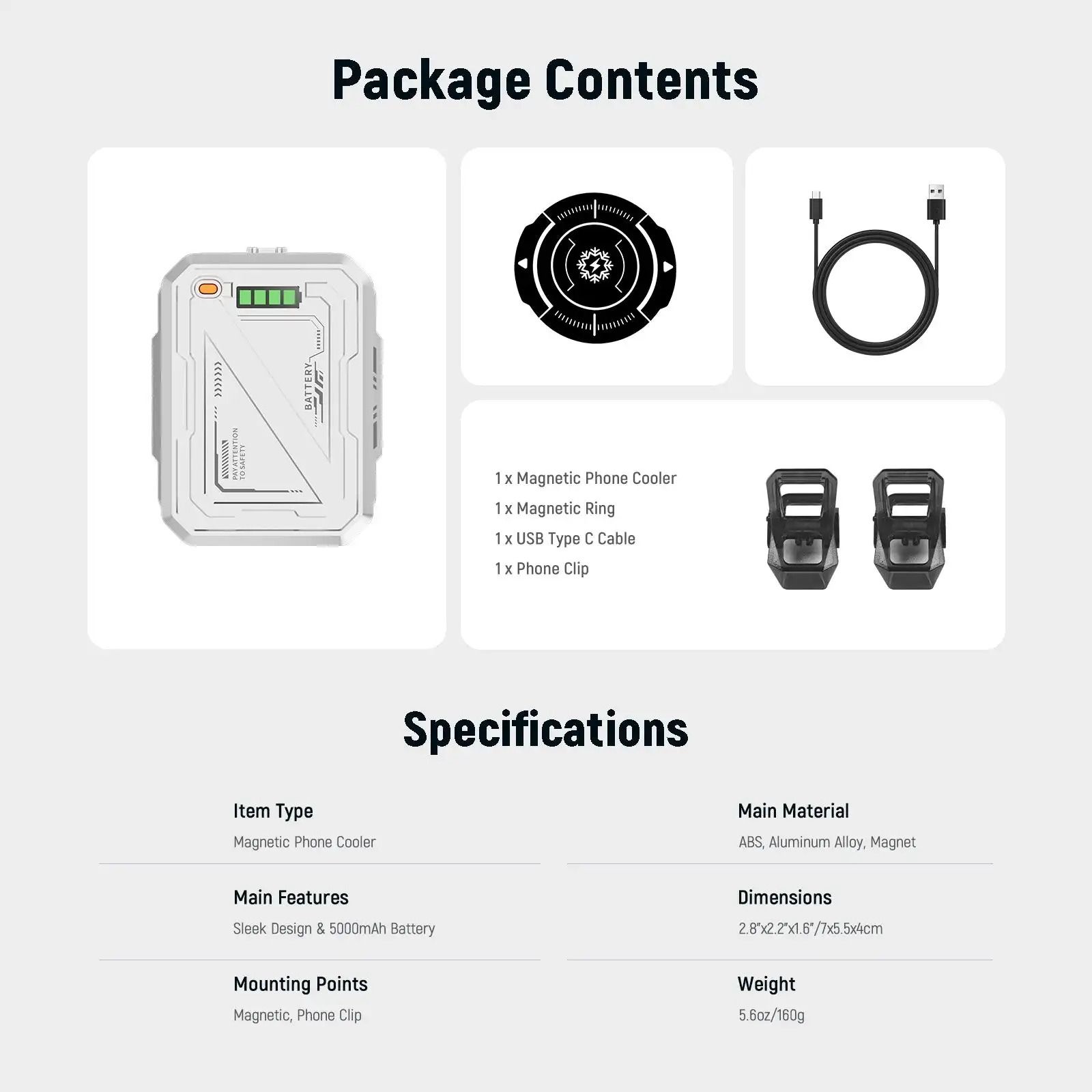Magnetic Phone Cooler & 5000mAh Power Bank Hybrid