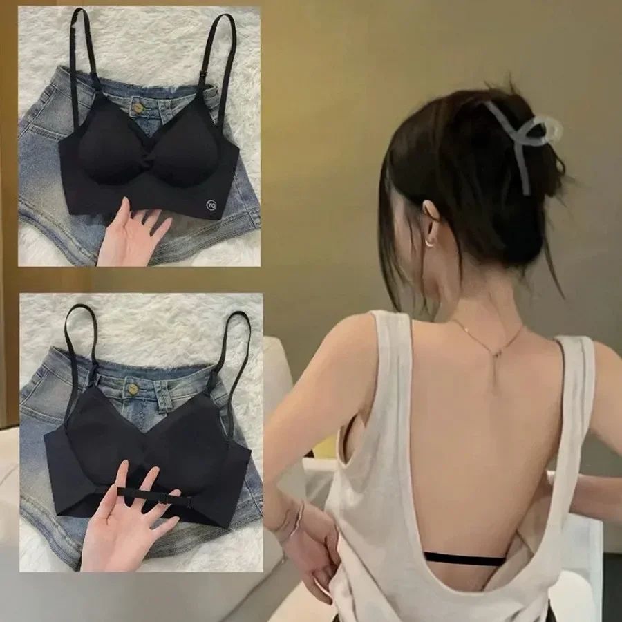 Deep U Invisible Bra for Backless Dress with Transparent Straps, Push-Up Lift