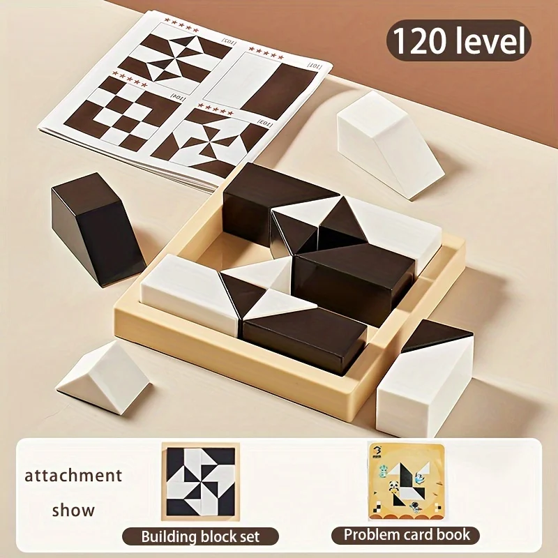 Children's Intelligent Puzzle Toys Level Parent-Child Interactive Tabletop Game Black and White Hidden Building Block
