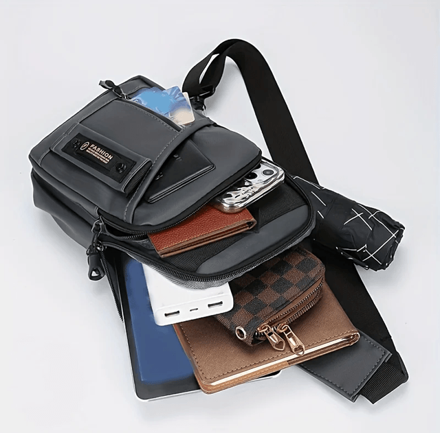Mens Outdoor Chest Bag Stylish Nylon Crossbody Sling with Multiple Compartments