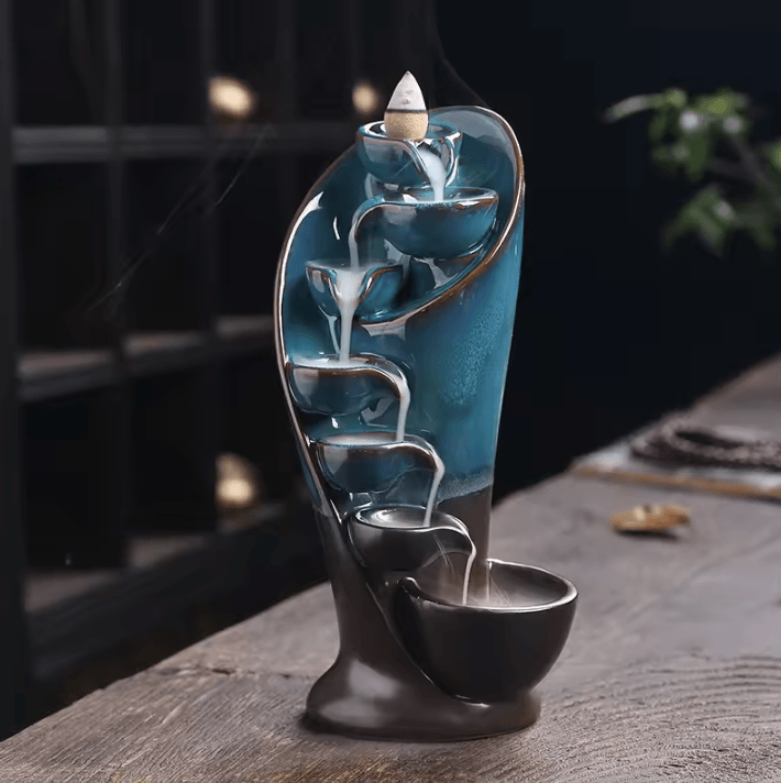 Handmade Torch Design Waterfall Incense Burner – Ceramic Censer for Creative Home Decor