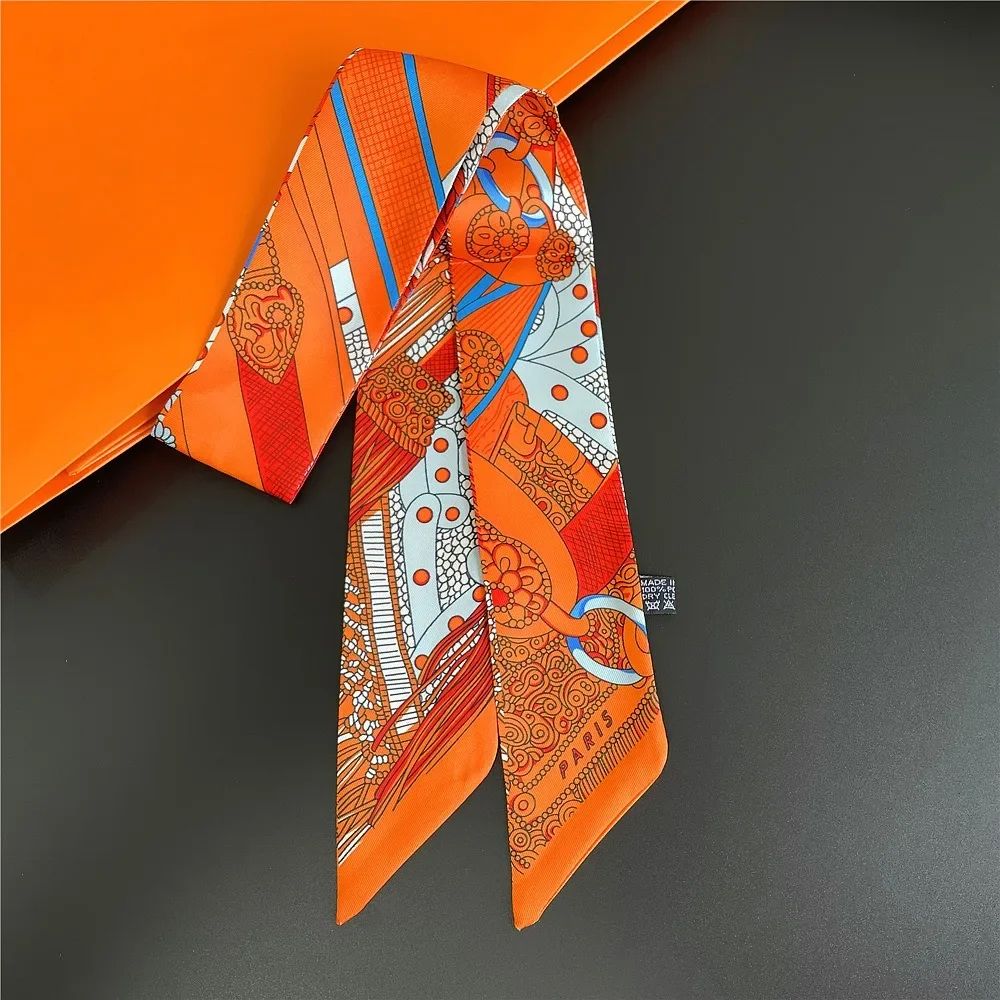 Retro Printed Imitation Silk Long Scarf