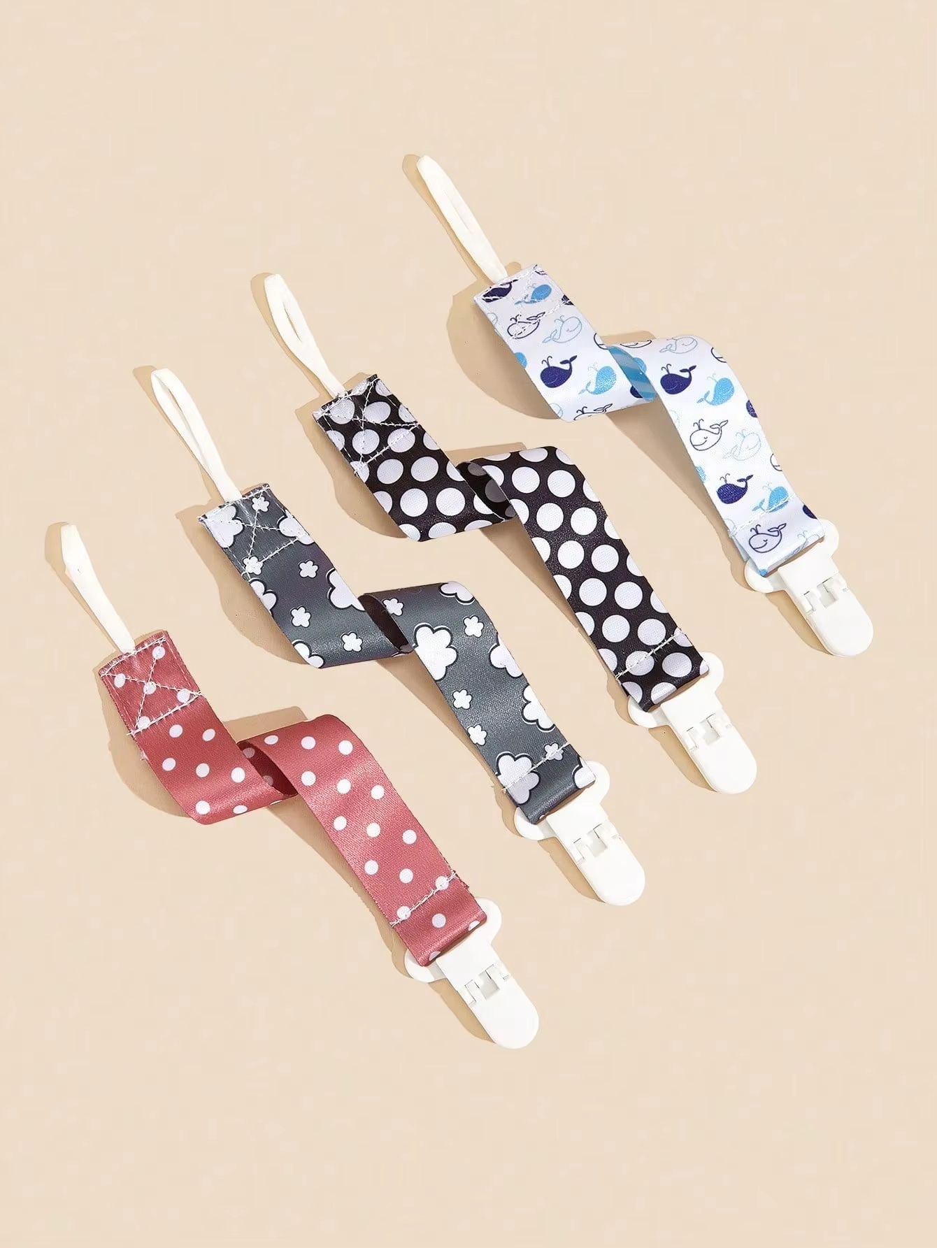 4-Piece Baby Pacifier Holder Clips with Universal Soother Chains