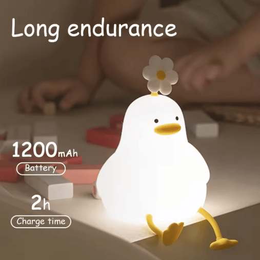 Cute Duck Silicone Touch Night Light with Timer & USB Rechargeable Design