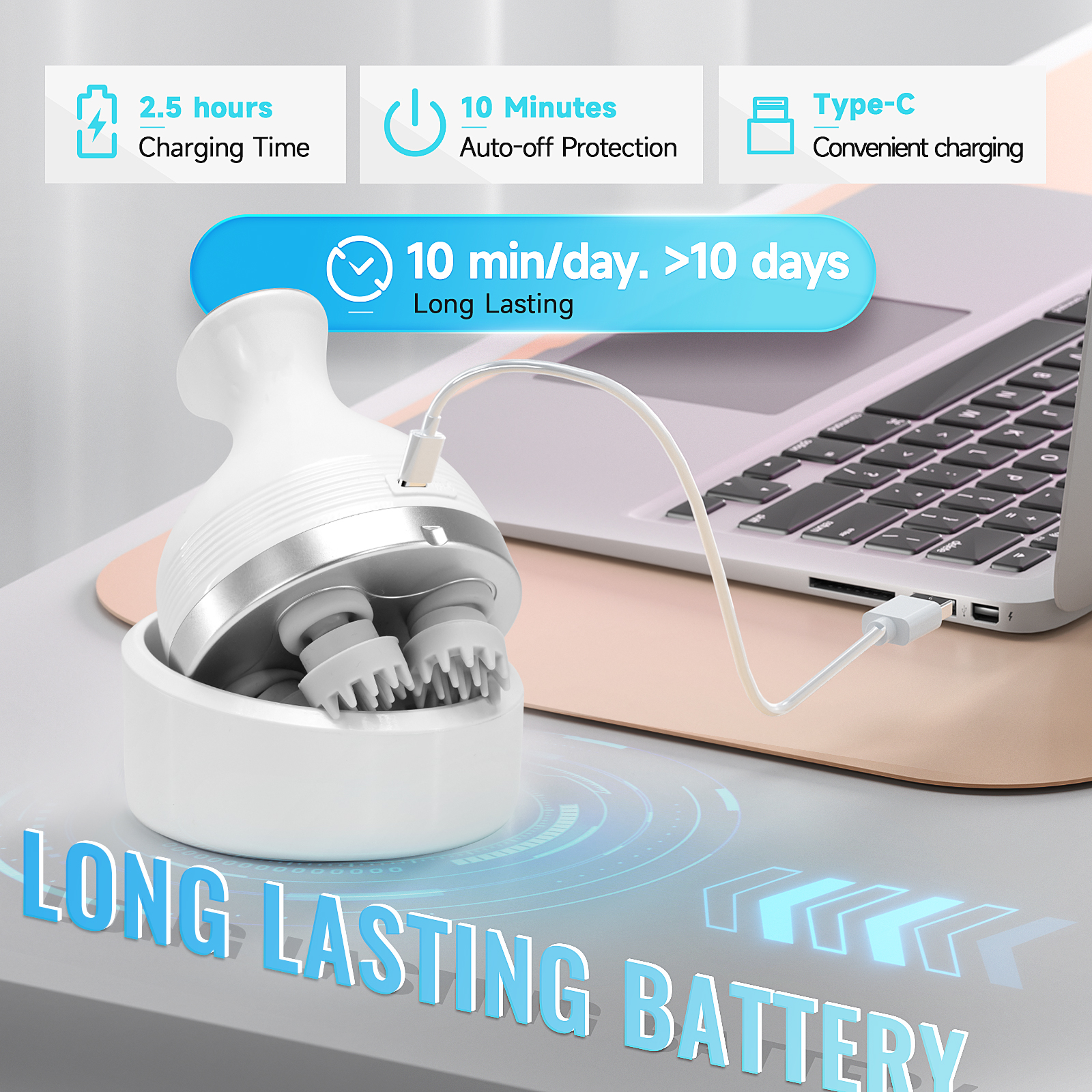 Deep Tissue Kneading Neck Massager, Electric Smart Head Massager, Wireless Waterproof Mini Scalp Massager Stress Relax