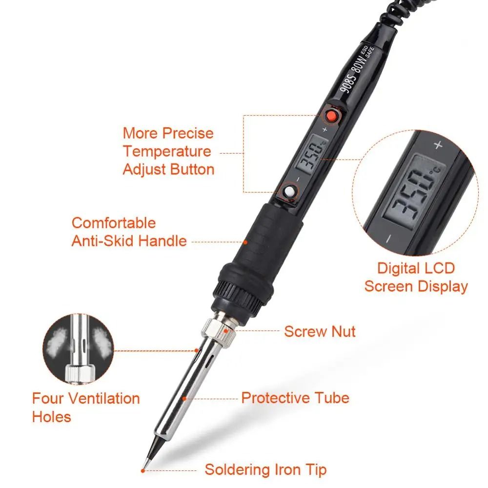 Digital Adjustable Temperature Soldering Iron with LCD Display