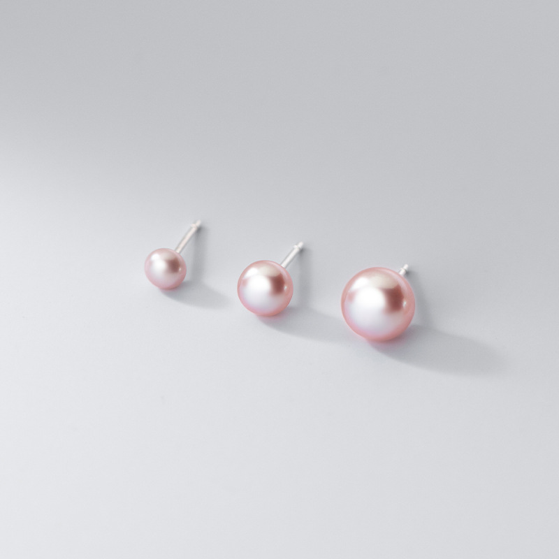INZATT INS 925 Sterling Silver Freshwater Pearl Stud Earrings - Women's Fine Minimalist Jewelry