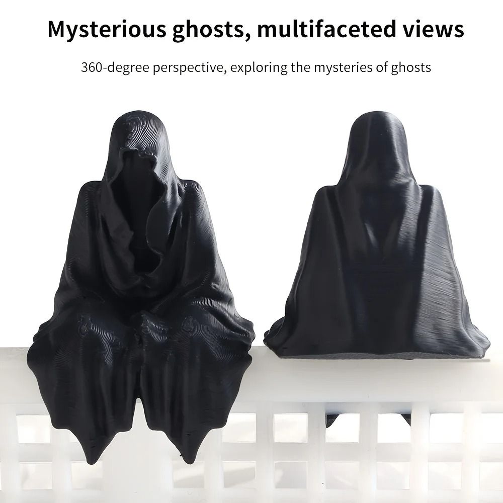 3D Printed Hooded Cloaked Gothic Statue Dark Aesthetic Desk & Shelf Figurine