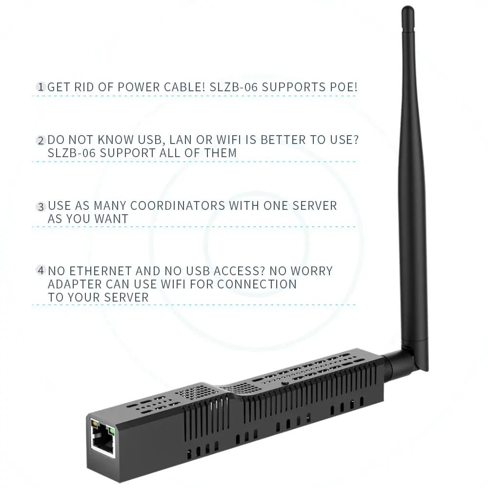 Smart Zigbee 3.0 Adapter with Ethernet, WiFi, USB, and PoE