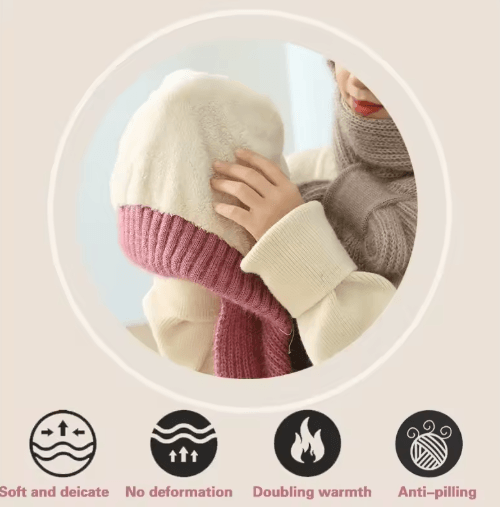 CozyWrap Winter Beanie Scarf Set – Womens Knitted Hat and Scarf Windproof Plush Beanie