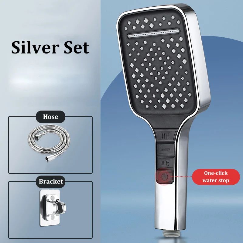 High Pressure Shower Head 7 Mode Adjustable Water Saving Shower Set