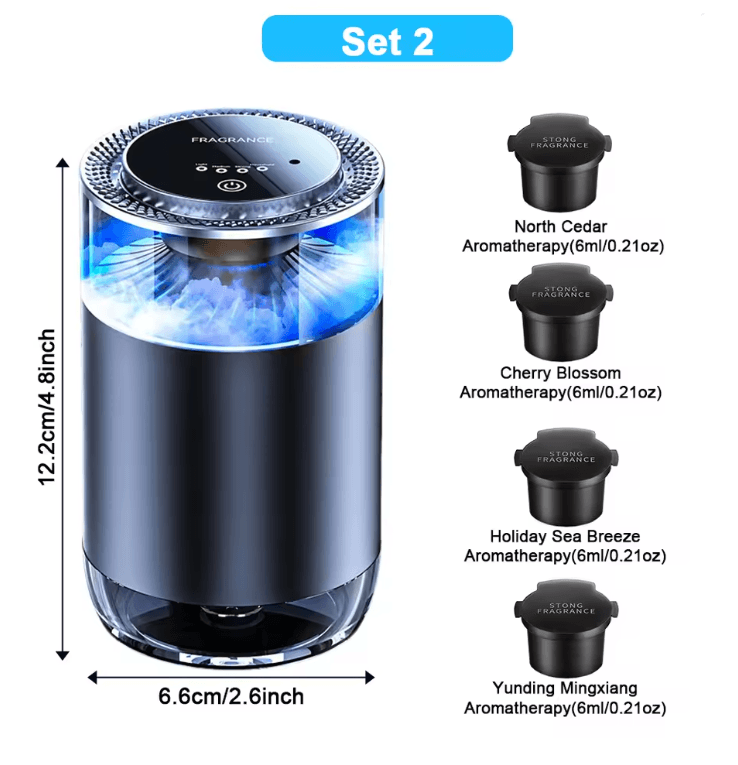 Smart Car Air Freshener Rechargeable Mist Diffuser with Adjustable Levels