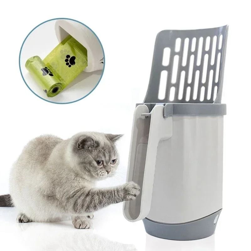 Cat Litter Scoop with Refill Bags Self Cleaning Litter Shovel Pet Waste Scooper
