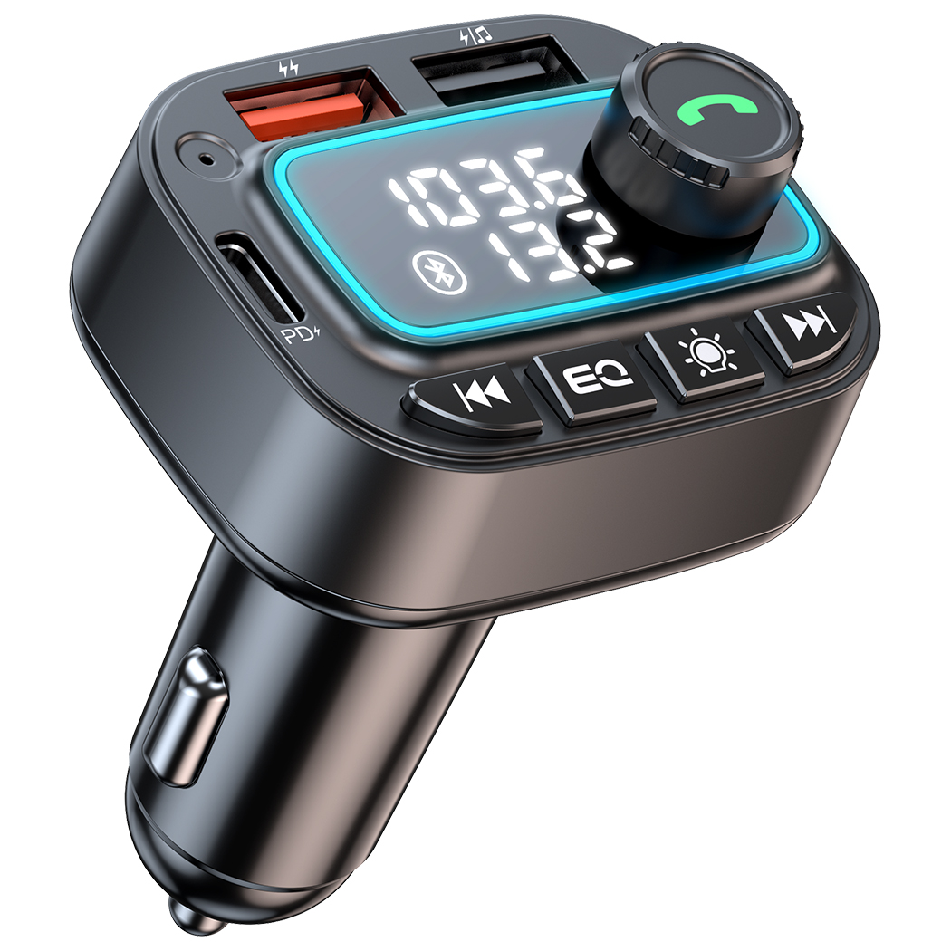 Bluetooth 5.3 FM Transmitter Car Adapter, 30W USB C Car Charger, Wireless Radio MP3 Player Hands Free Calling