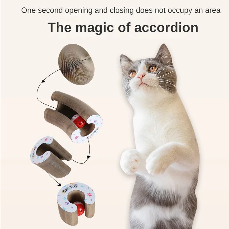 FlexiFold PlayScratcher – Accordion Cat Scratch Board & Interactive Scratcher Toy
