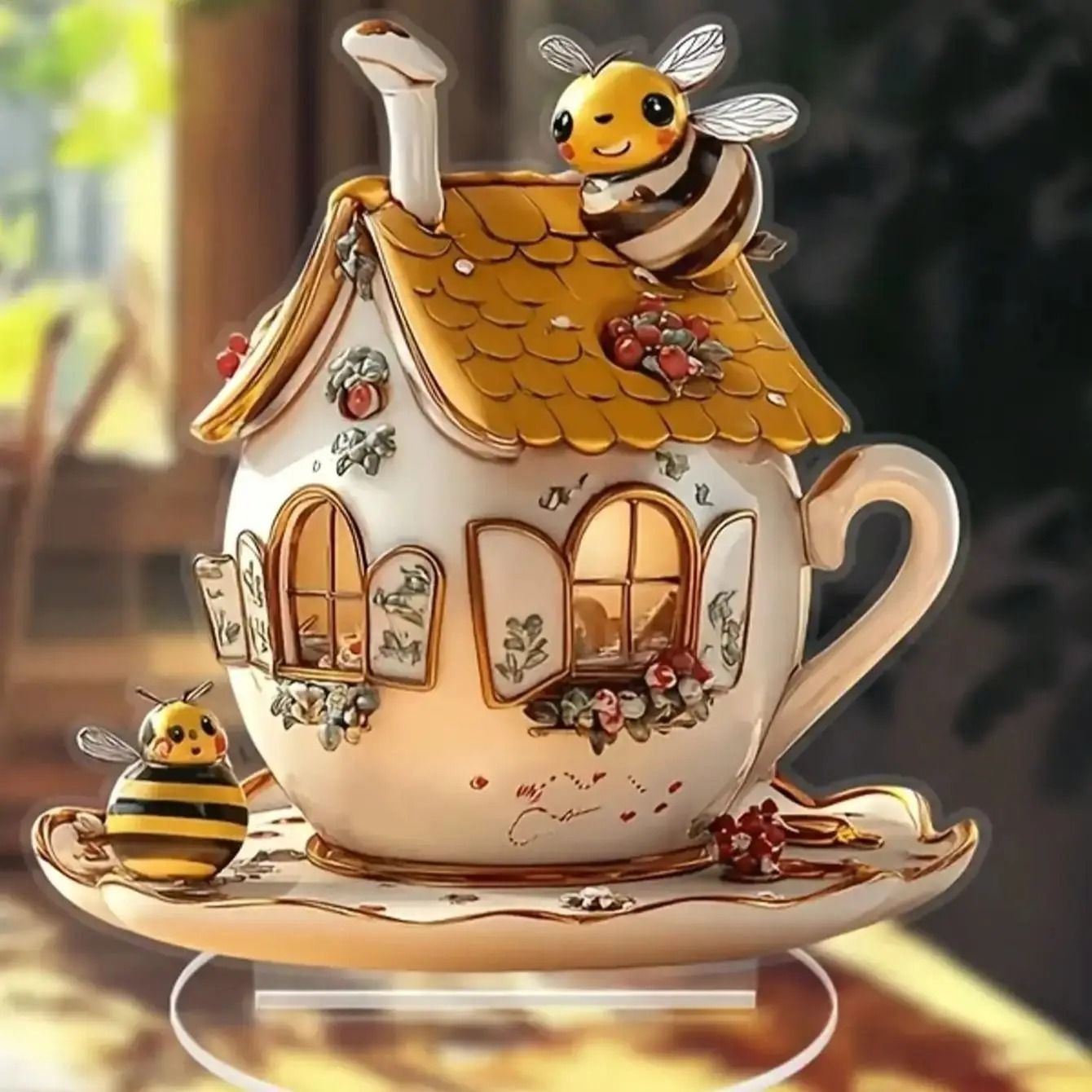 Simulated Honeycomb Shaped Teapot Decorative Plaque Multi-functional Kitchen and Dining Table Decor
