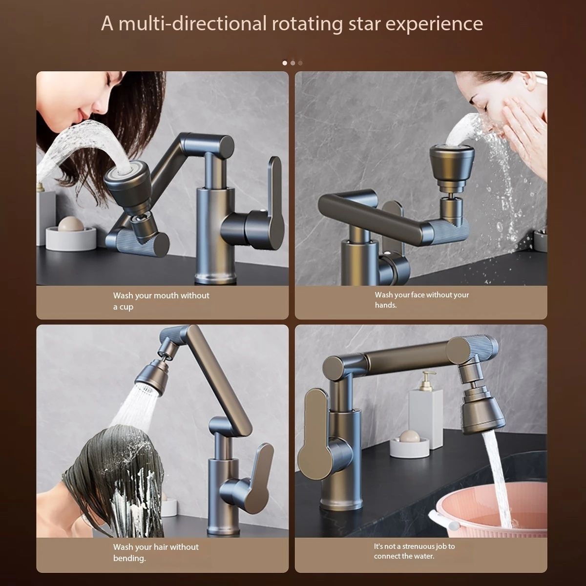 Brushed Nickel Swivel Kitchen Faucet Anti Splash Sink Mixer Tap Hot Cold Water Stainless Steel Bathroom Fixture