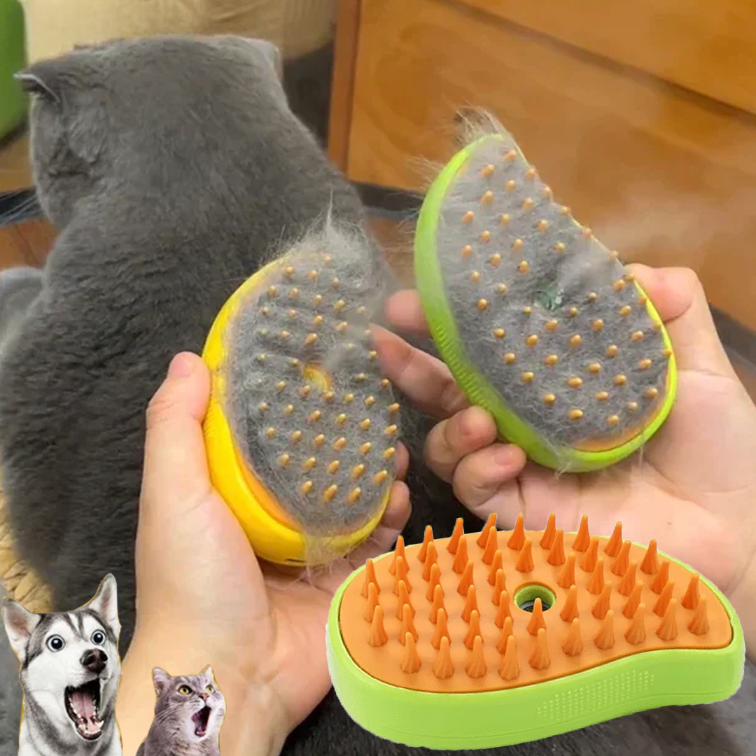 Electric Steamy Brush for Pet Grooming – Shedding, Massaging & Spraying Tool for Cats and Dogs