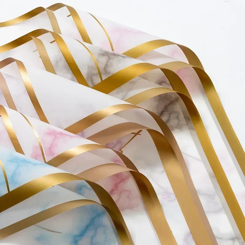 Floral Packaging Paper with Foil Trim for Birthday, Holiday Gifts, DIY Craft Party Decor