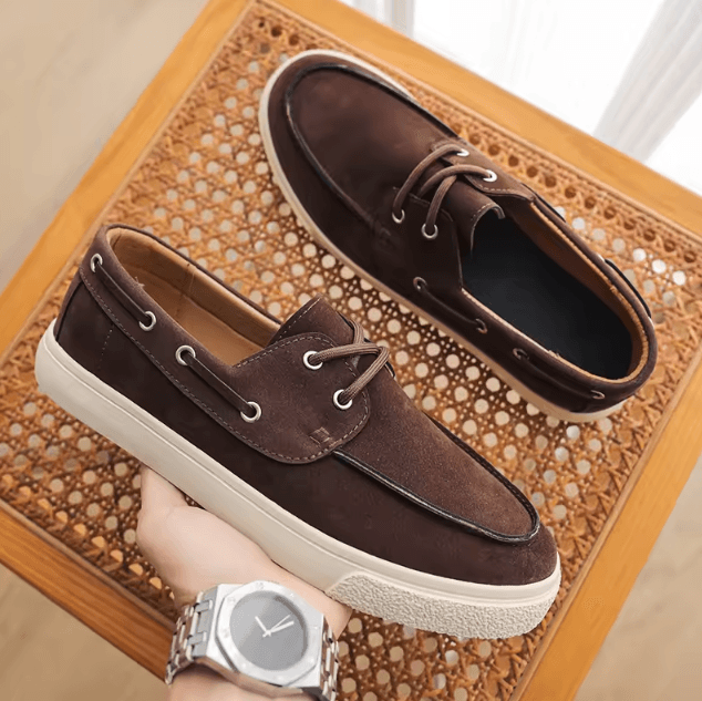 Genuine Leather Mens Handmade Casual Loafers Breathable Slip On Walking and Driving Shoes